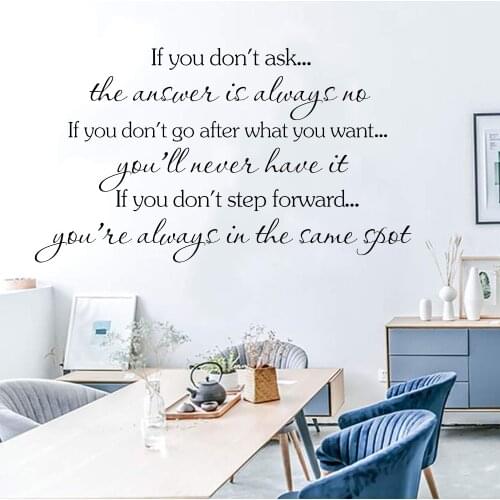 Motivational Quote Wall Sticker If You Don't Ask Office Inspirational Lettering Home Decor Classroom Library Wall Decals Y544
