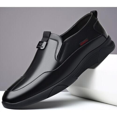 Men Casual Shoes Flat Fashion Autumn Spring Leather Driving Loafers Low Top Male Non-Slip Outdoor Work Business Comfortable