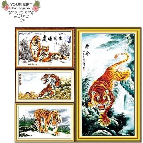 Joy Sunday D010D019D037D038 Free Shipping Home Decor Tigers Howl King Grand And Powerful Animal Cross Stitch Kits