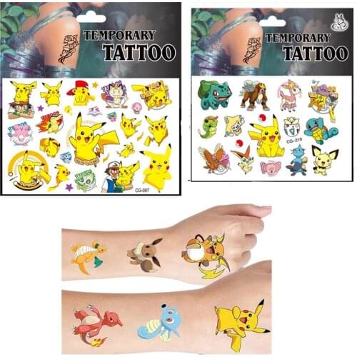 Pokemon Cartoon Tattoo Stickers Anime Pocket Elf Pikachu Figure Waterproof Sticker Children Toys Party DIY Kids Birthday Gifts