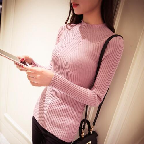 OHCLOTHING 2019 new winter Korean Short semi Turtleneck Shirt sleeved turtleneck sweater coat fit
