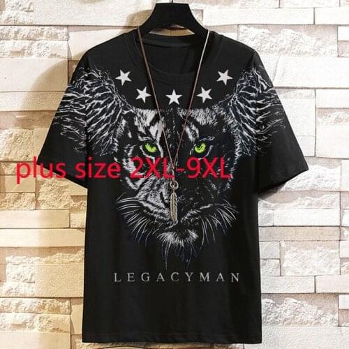 New Arrival Fashion Super Large Summer Oversize Elastic Loose Short Sleeve Men O-neck Knitted Casual T-shirt Plus Size XXL-9XL
