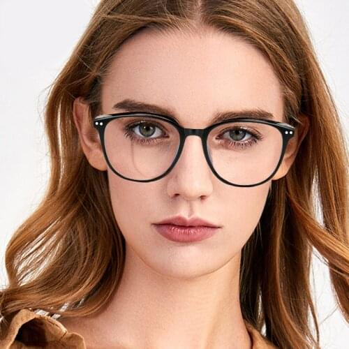 Women Photochromic Anti-Blue-Ray Eyeglasses Retro Rivet Prescription Glasses Vintage Optical Myopia Hyperopia Eyewear