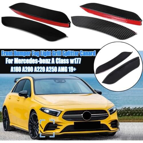Pair Front Lower Bumper Lip Splitter Canard Trim For Mercedes-benz A Class W177 A180 A200 A220 A250 for AMG 2019 2020 2021 2022