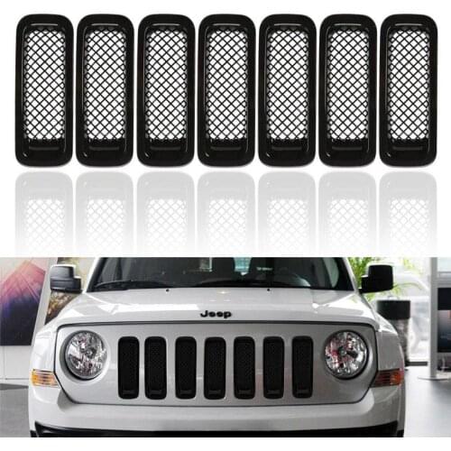 Front Bumper Racing Grille Insert Mesh Trims Ring Cover Vent Frame Garnish Surrounding ABS For Jeep Patriot 2011 2012 2013 2014