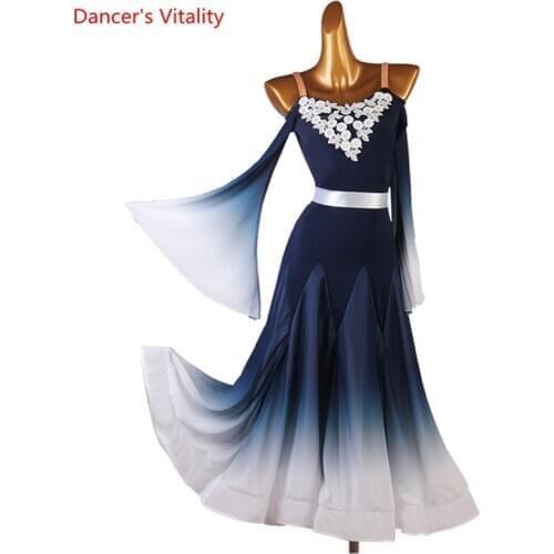 Modern Dance Dress Sling Flared Sleeves Long Skirt Performance Clothing Profession Custom Woman Child Competition Clothes