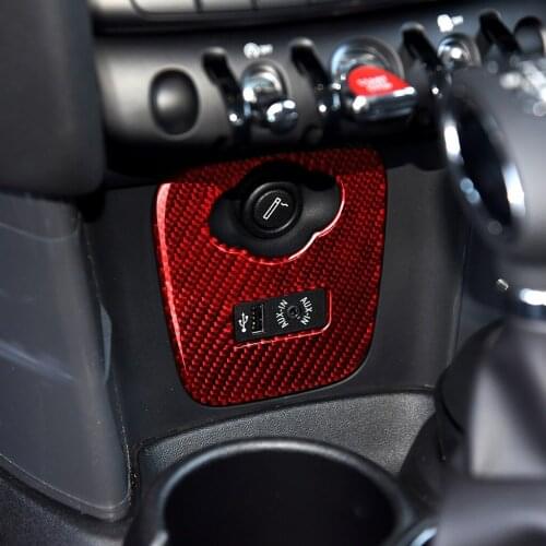 Genuine Carbon Fiber Car Interior USB Cigarette Lighter panel Frame Cover Trim Sticker Fit For BMW MINI F55/F56/F57 2014-2020