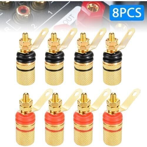 8pcs/lot Gold Plated Amplifier Speaker Terminal Binding Post Banana Sockets Connectors Suitable For 4mm Banana Plug Connector