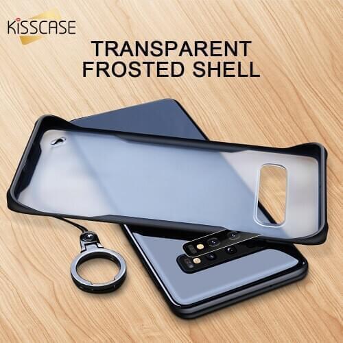 KISSCASE Transparent Phone Case For Samsung S10 Plus S10 S9 Plus S10E Back Cover Ring Holder Phone Shell Hard PC Soft Edge Cases