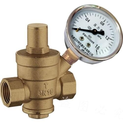 DN15 Adjustable Brass Water Pressure Reducing Regulator Valve Internal and outer thread PN 1.6 and Pressure Gauge