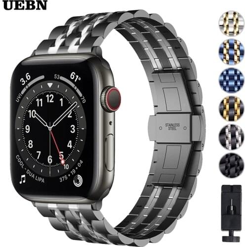 Stainless Steel Butterfly buckle Strap For Apple Watch Series 6 SE 5 4 44mm 40mm bands For iWatch 42mm 38mm Bracelet watchbands