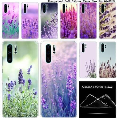 Luxury Soft Silicone Case lavender Purple flowers for Huawei NOVA 3 3i 5 5i P20 P30 Pro P9 P10 P8 Lite 2017 P Smart Z Plus 2019