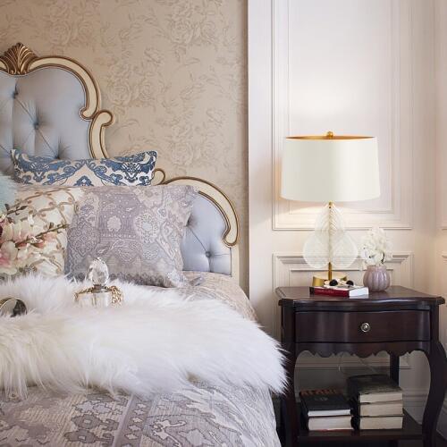 SGROW American Creative Leaf Glass Table Lamp Post-modern Simple Lights for Living Room Study Bedroom Lampada Lighting Fixtures