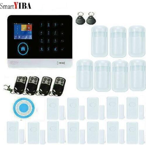 SmartYIBA 433MHZ Wireless WIFI Home Security Alarm System IOS/Android APP Remote Control Touch Keyboard SIM alarm