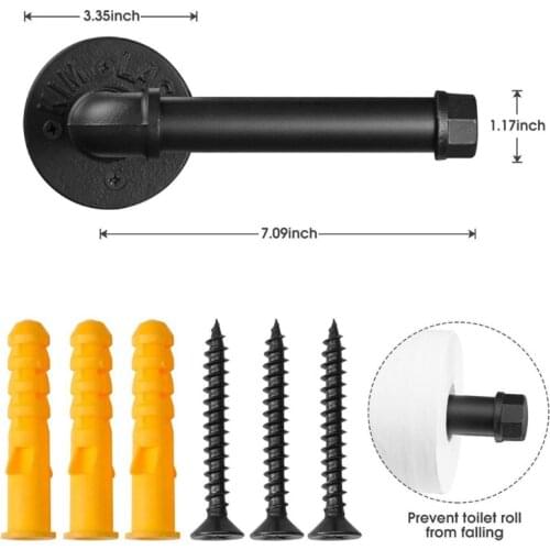 Heavy Duty Rustic Industrial Pipe Toilet Paper Holder Vintage Wall Mounted Kit P15D