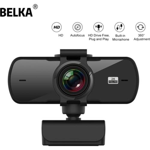 HD 2K Webcam Drive Free Computer PC Web Camera with Microphone for Live Broadcast Video Calling Conference Work Camera Web PC