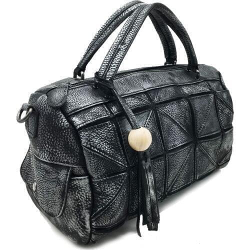 Vintage Handbag Full-Grain Leather ca se Handbags Splicing Messenger Bag