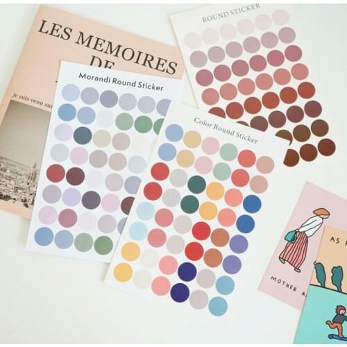 W&G Ins Color Dot Sticker Dormitory Card Wall Sticker Decorative Sealing Sticker Morandi Color Dot Sticker