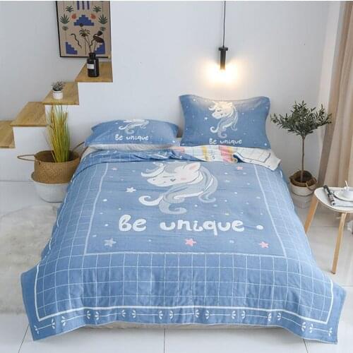 WOSTAR 6 Layers cotton gauze muslin throw blanket animal print adults kids Summer thin quilt for beds sofa bedspread bedding set