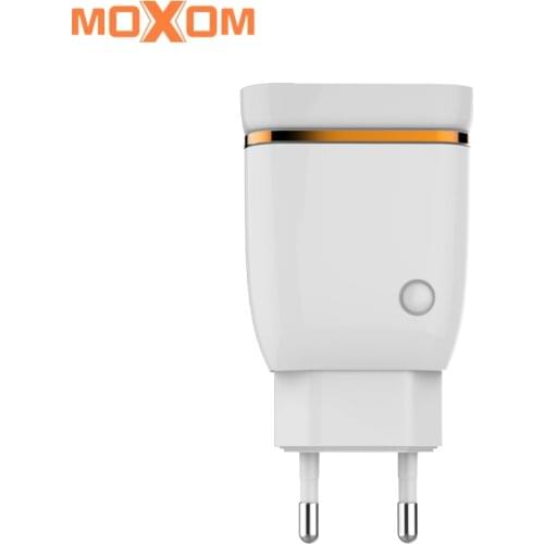 MOXOM Mobile Phone EU Charger Plug Travel Wall Charger Dual USB Charger, Adapter ForiPhone ForSamsung ForXiaomi
