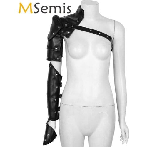 Women Men Cosplay Gothic Steampunk Shoulder Harness Armors Adjustable Sexy PU Leather Single Bondage Arm Straps Costume Clubwear