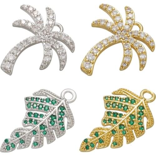 ZHUKOU gold/silver color CZ crystal tree/leaves earrings charms for women DIY handmade Jewelry accessories supplies VD743