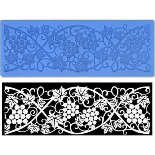 1Pcs Flower Grape Vine Lace Mat Mold Cake Decoration Tools Fondant Cake 3D Mold Food Grade Silicone Mould K547