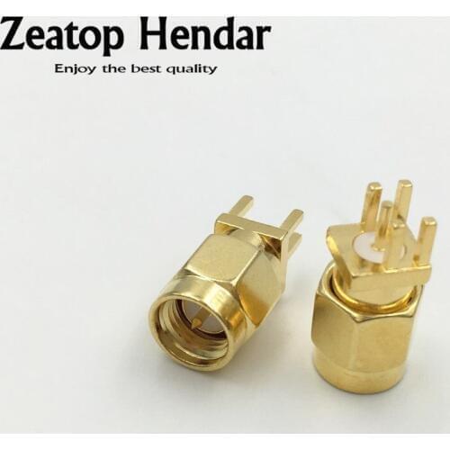 100Pcs Brass SMA-JE SMA Male Plug PCB Edge Mount with Male Center Pin RF Connector End Launch Adapter
