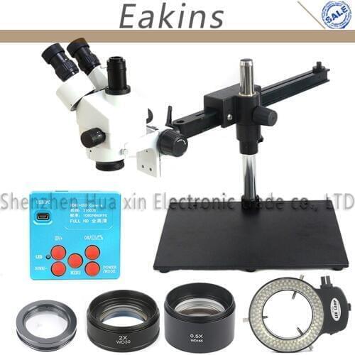 3.5~90X Simul-focal Trinocular Guide Stereo Zoom Microscop + 21MP HDMI Video Microscop Camera 144 LED Light PCB Inspection