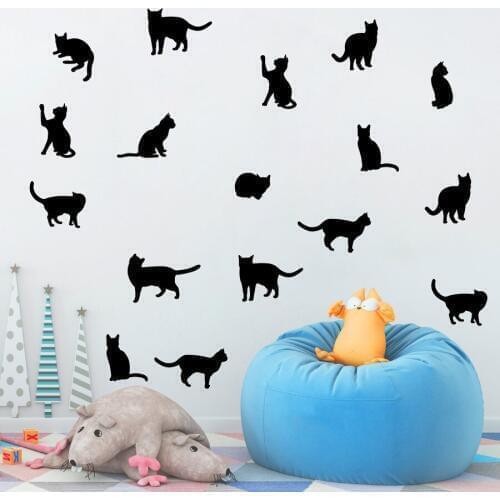 33 Cats Wall Stickers Home Interior Decor Kids Room Wall Decals Vinyl Kitty Decal Removable DIY Black Art Sticker Cute Cat S452