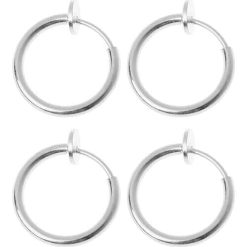 4Pcs Clip on Fake Earrings Hoop Non-pierced Nose Rings Lip Ear Clip Body Jewelry