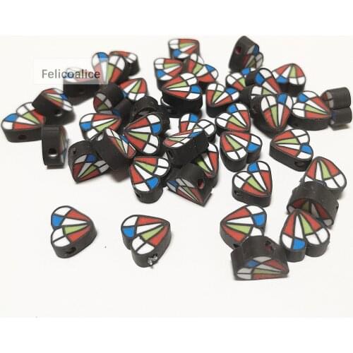 20pcs 10mm Fashion Beautiful Colorful Diamond Shaped Polymer Clay Spacer Beads For Jewelry Making DIY Handmade Accessories