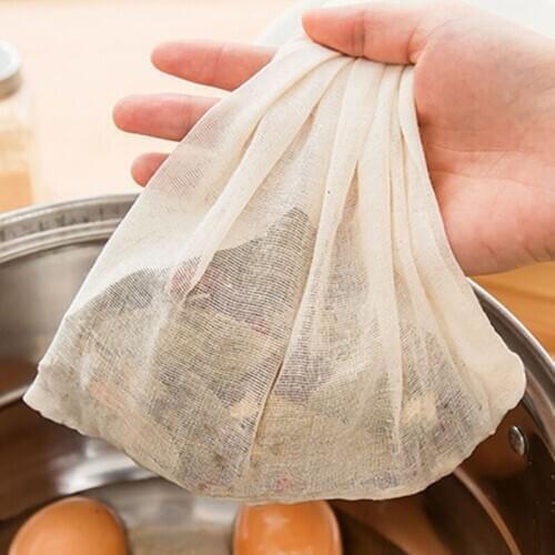 5pcs/set Empty Filter Bags Reusable Tea Herb Infusers Filter Drawstring Seal Soup Slag Separation Bag for Herb Spice Loose Tea