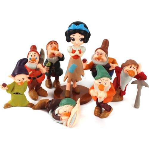 8pcs/lot Princess Snow White and the Seven Dwarfs Figure Toy 4-8cm Mini Model Doll for Children
