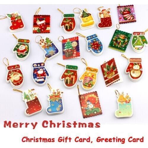 8pcs Christmas gift Cards Greeting Handmade Paper Card Postcards Christmas party decoration Christmas tree pendent