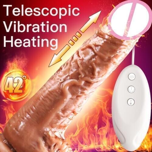 Automatic Telescopic Heating Dildo Vibrator G-spot Massage Huge Realistic Penis Vibrator Sex Toys For Women Gay Sex Adult Shop