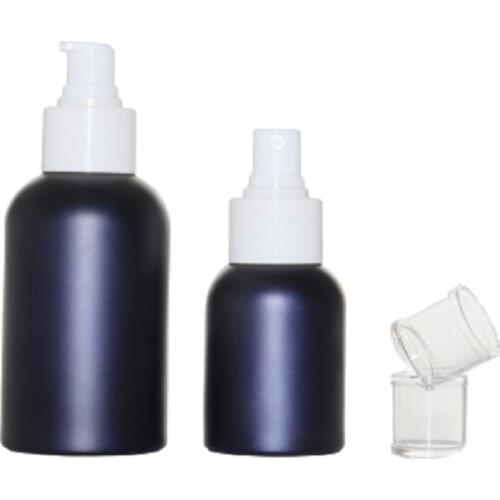 50G Cream Jar 40ML 100ML 120ML White Lid Matte Frost Dark Blue Glass Spray Lotion Pump Bottles Empty Cosmetic Containers 8pieces