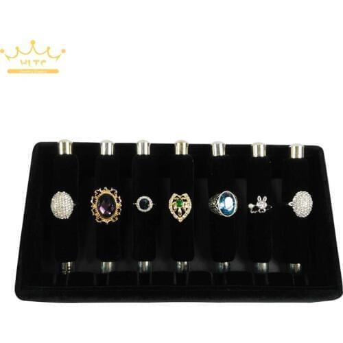 Black Velvet Ring Display Storage Tray Detachable Rings Holder Organizer Cases Jewellery Display Stand 24*13*5cm