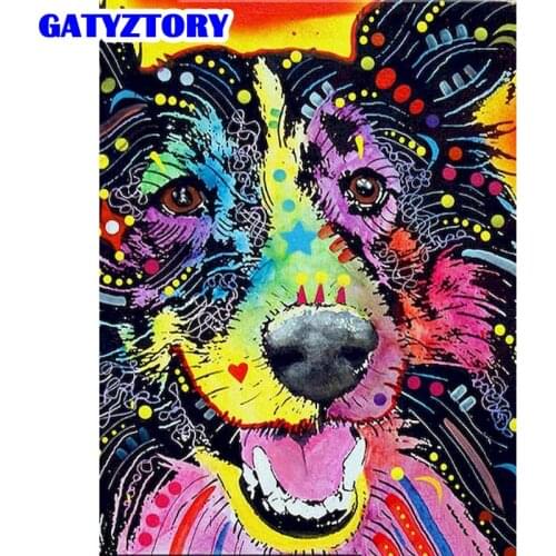 GATYZTORY DIY Diamond Painting Color Dog Animal Full Square/Round Cross Stitch Kits Diamond Picture Rhinestones Home Decor 40×50