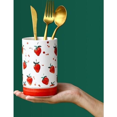 Chinese kitchenware creative cute ceramic chopstick holder household kitchen chopsticks spoon kitchen storage box kitchen