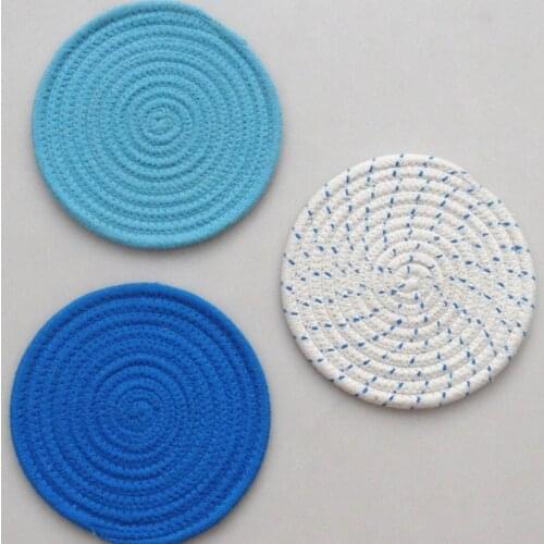 Placemat Kitchen Pot Holders Set Pan Mat Coaster Heat Insulation Pad Gray Pink Purple Hand-sewn 100% Pure Cotton Thread Hot Pads