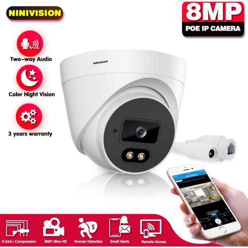 NINIVISION Two Way Audio Bullet Outdoor POE IP Camera 5.0P Metal Case ONVIF Security Waterproof IP Camera For Face Detection NVR