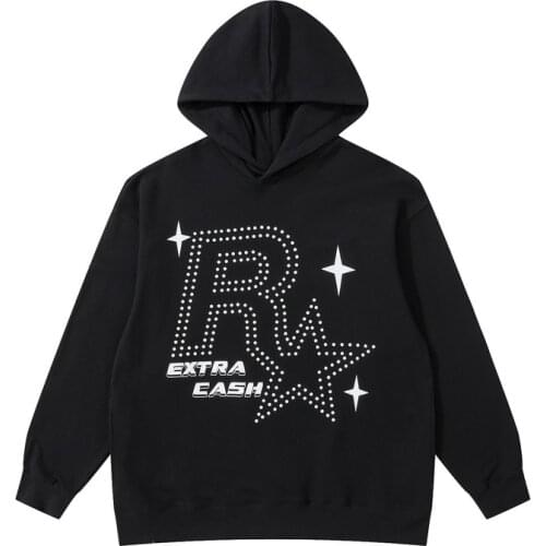 2021 Earth Skull Foam Print Punk Streetwear Men Oversized Hoodies Pullover Hip Hop Black Hooded Sweatshirt Vintage Clothes Felpe