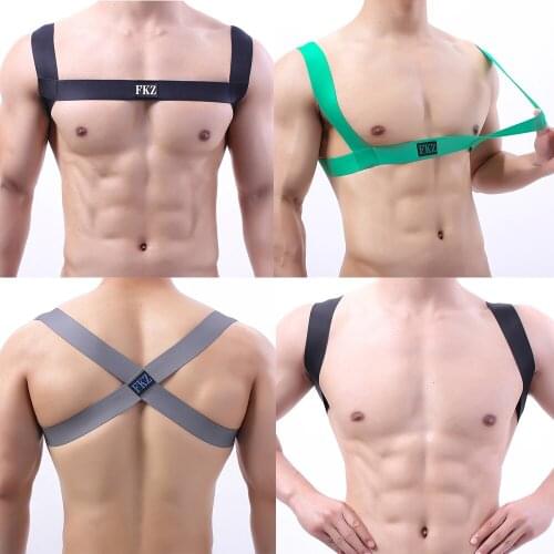 Men Chest Harness Nylon Elastic Shoulder Straps Bondage Muscle Belt Party Clubwear Stage Costume Beach Wear Gay Crop Tops