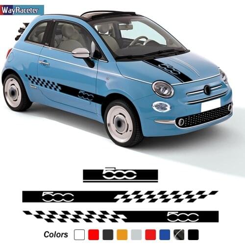 3 Pcs Car Hood Decal Engine Cover 5D Carbon Fiber Vinyl Side Stripes Skirt Sticker For Fiat 500 595 Abarth 500e 500c Accessories
