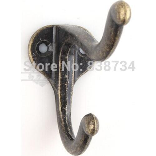 10pcs 50*28*72 Decoration Hardware Antique wardrobe cabinet double hook alloy hook wall hooks solid alloy double hook holes