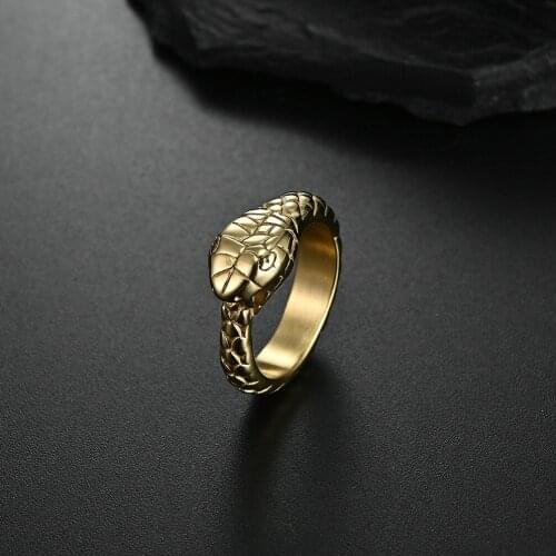 New Arrivals Hot Sale Animal Greedy Snake Titanium Steel Stainless Steel Rings Korean Fashion 2021 Birthday Man Cock Party Ring