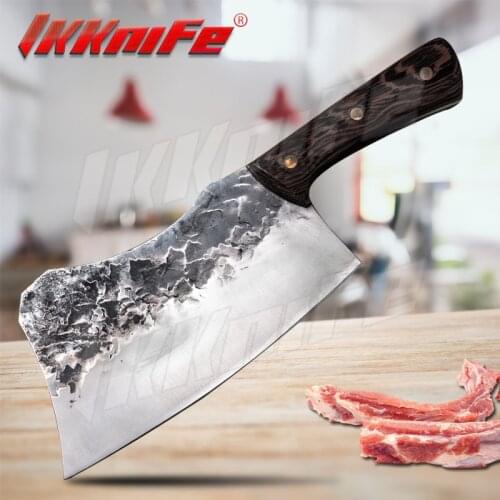 7.5inch Bone Chopping Knife Handmade Forged Meat Bone Cleaver Vegetables Chinese Chef Slicing Kitchen Knife Stainless Steel