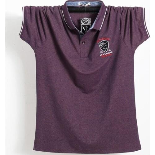 Purple Men Polo Shirt Top Business Office Men Camisa Masculina Cotton Badge Polo Shirt Plus Size 5XL Summer Casual Tee Shirts