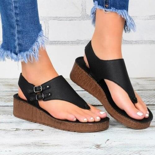 Women Sandals Clip Toe Wedges Casual Summer Shoes Hollow Wedges Platform Buckle Strap Ladies Plus Size Fashion Footwear